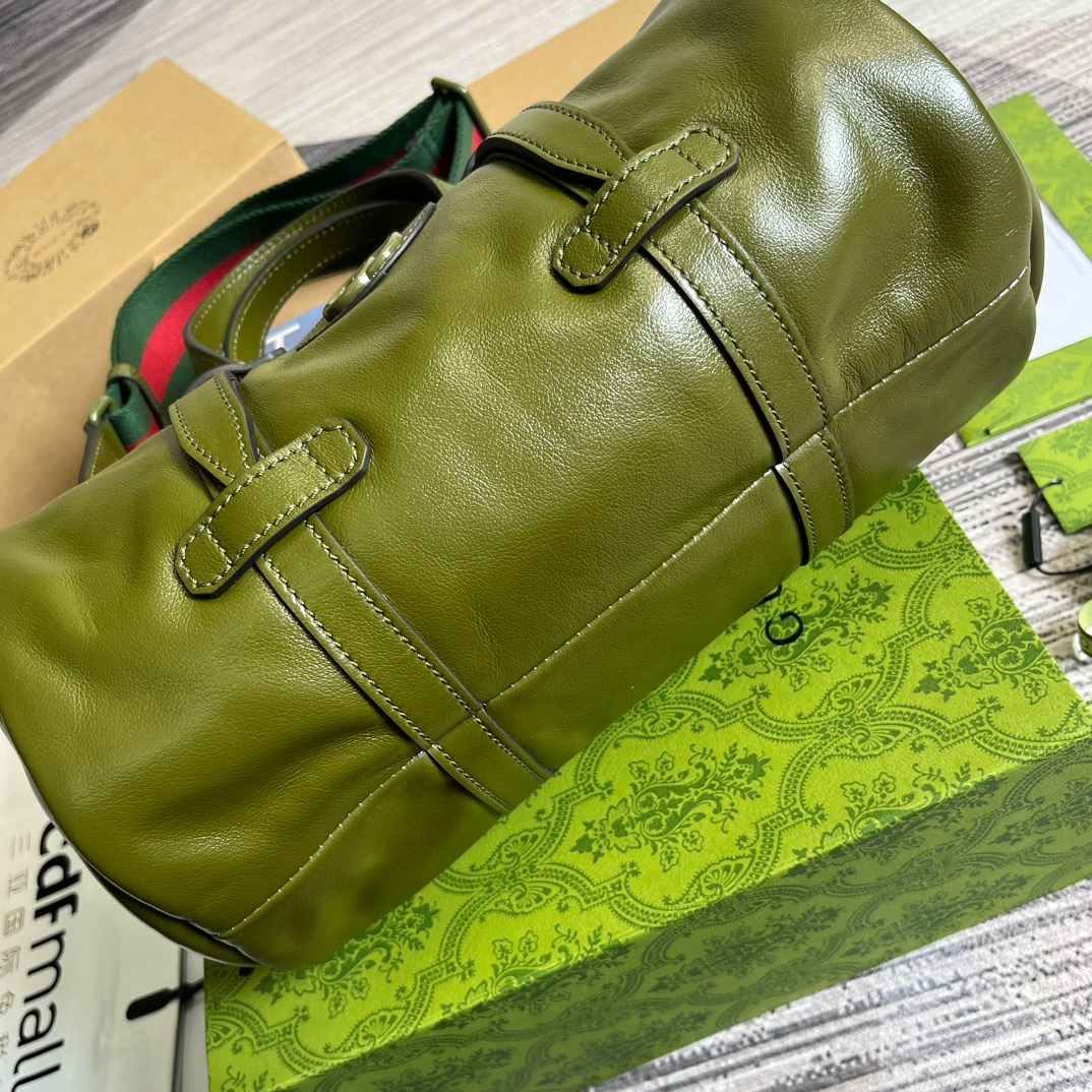 Gvc*1 Small Duffle Bag With Tonal Double G Black/Green Khaki/Grey 11.2 in/28.5cm 725701 AABDE 1060