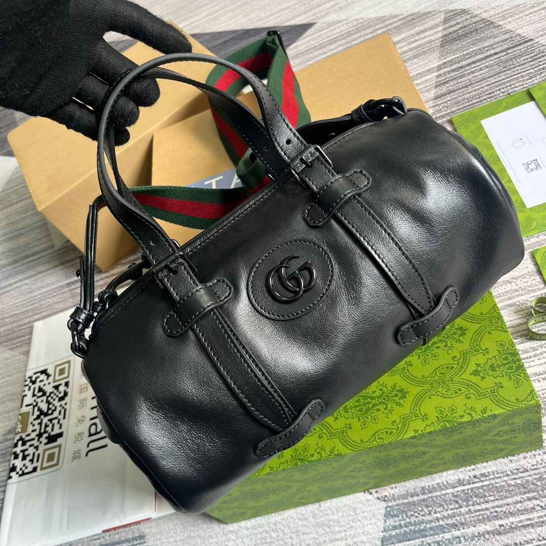 Gvc*1 Small Duffle Bag With Tonal Double G Black/Green Khaki/Grey 11.2 in/28.5cm 725701 AABDE 1060