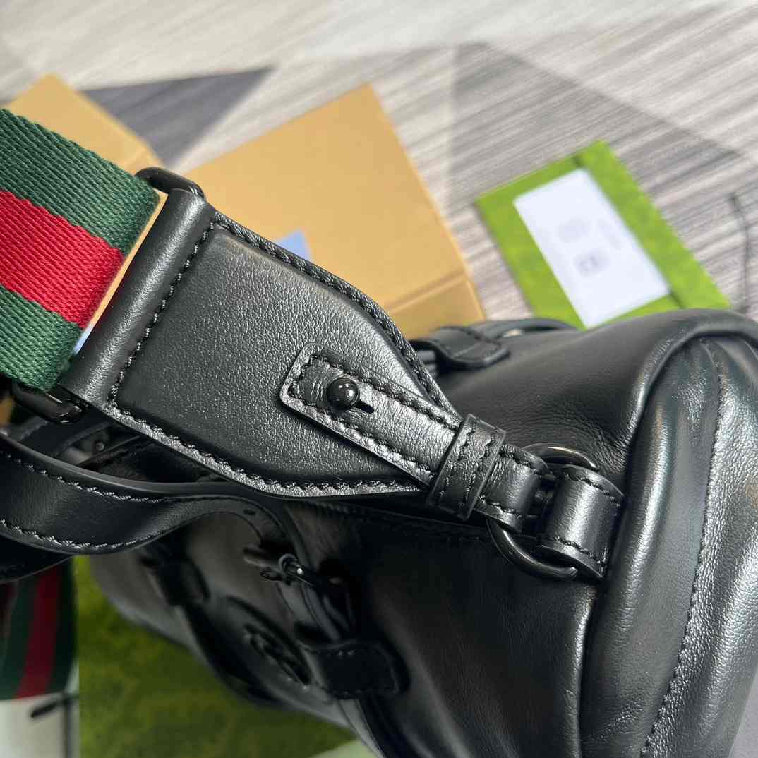 Gvc*1 Small Duffle Bag With Tonal Double G Black/Green Khaki/Grey 11.2 in/28.5cm 725701 AABDE 1060