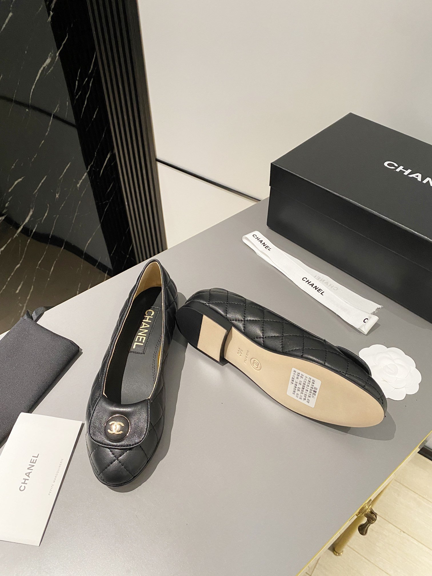 Ch**el Ballet Flats Black For Women