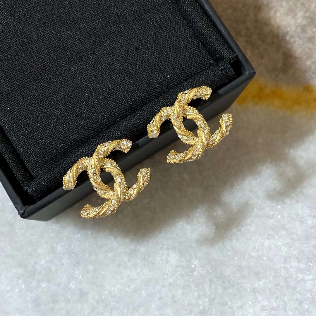 Ch**el Double C Earrings Gold For Women