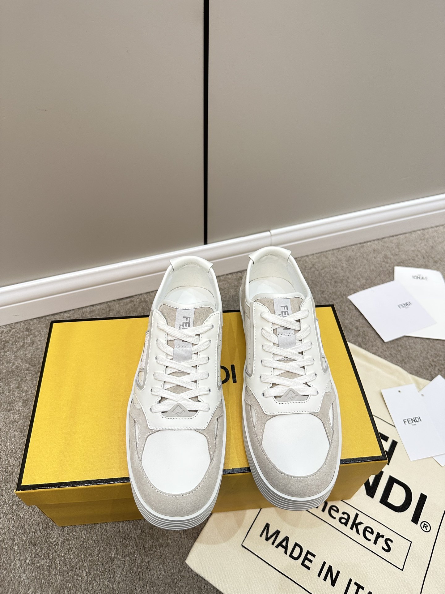 F**di Lace-Up Sneakers Cream For Women