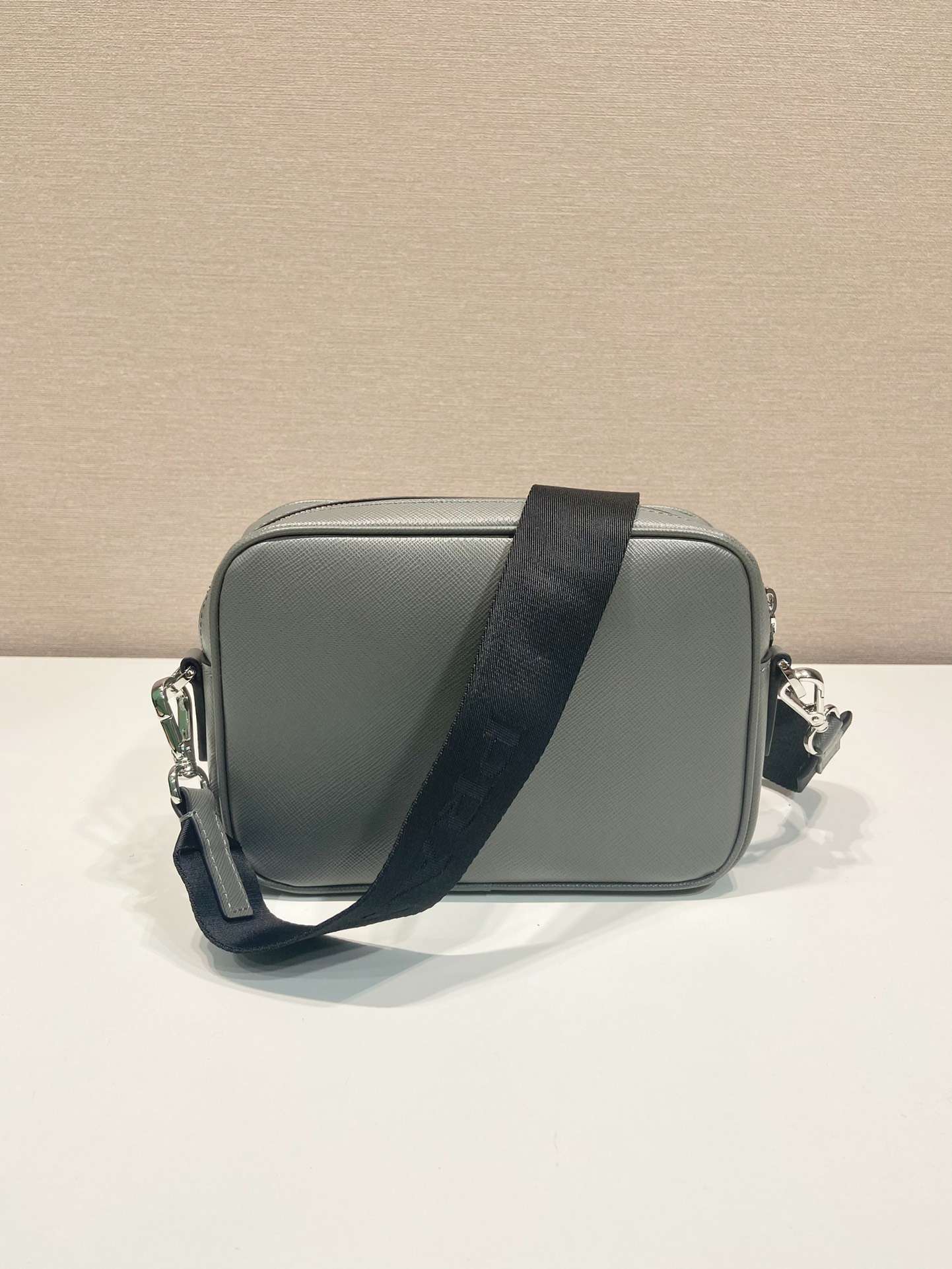 Pra*a Brique Saffiano Bag Grey For Women 7.9in/20cm