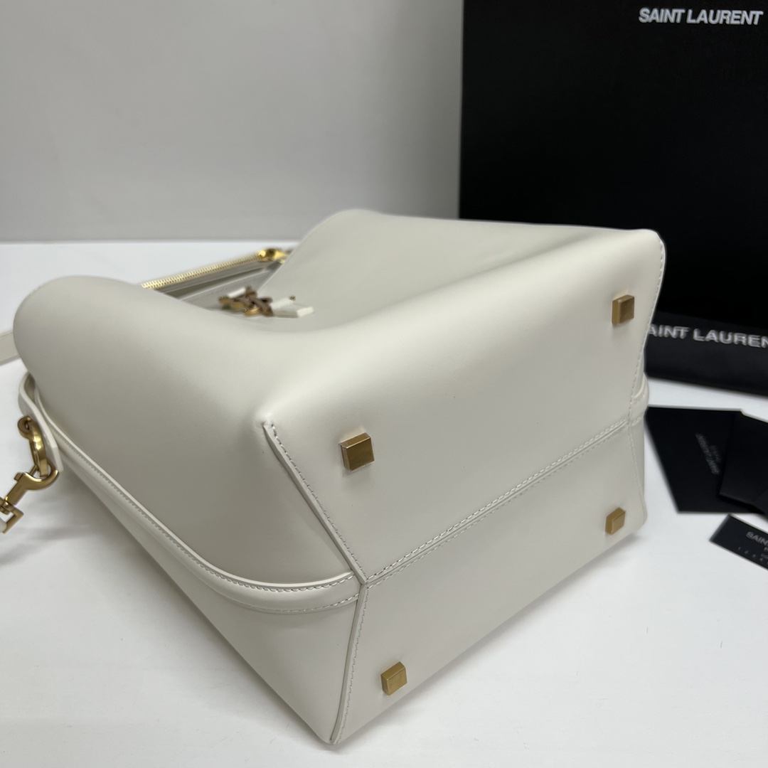 Sa1nt Lau*nt Le 37 In Shiny White/Brown For Women 25cm / 9.8in