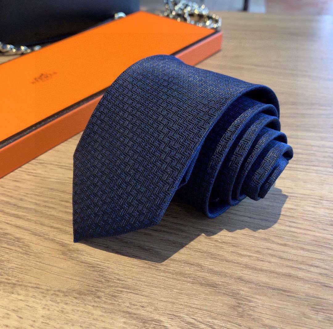 H**me5 Tie 7 Faconnee New H Navy Blue For Men