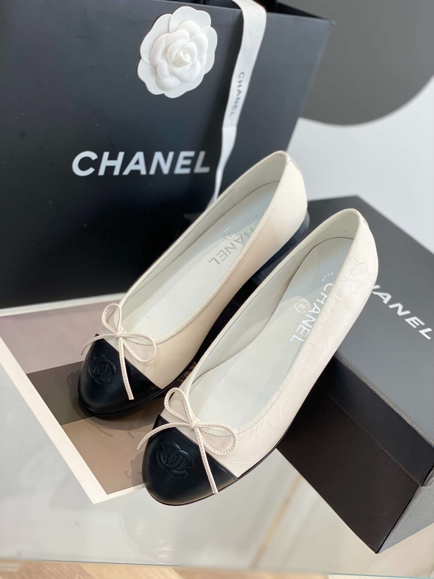 Ch**el Ballet Flats White For Women
