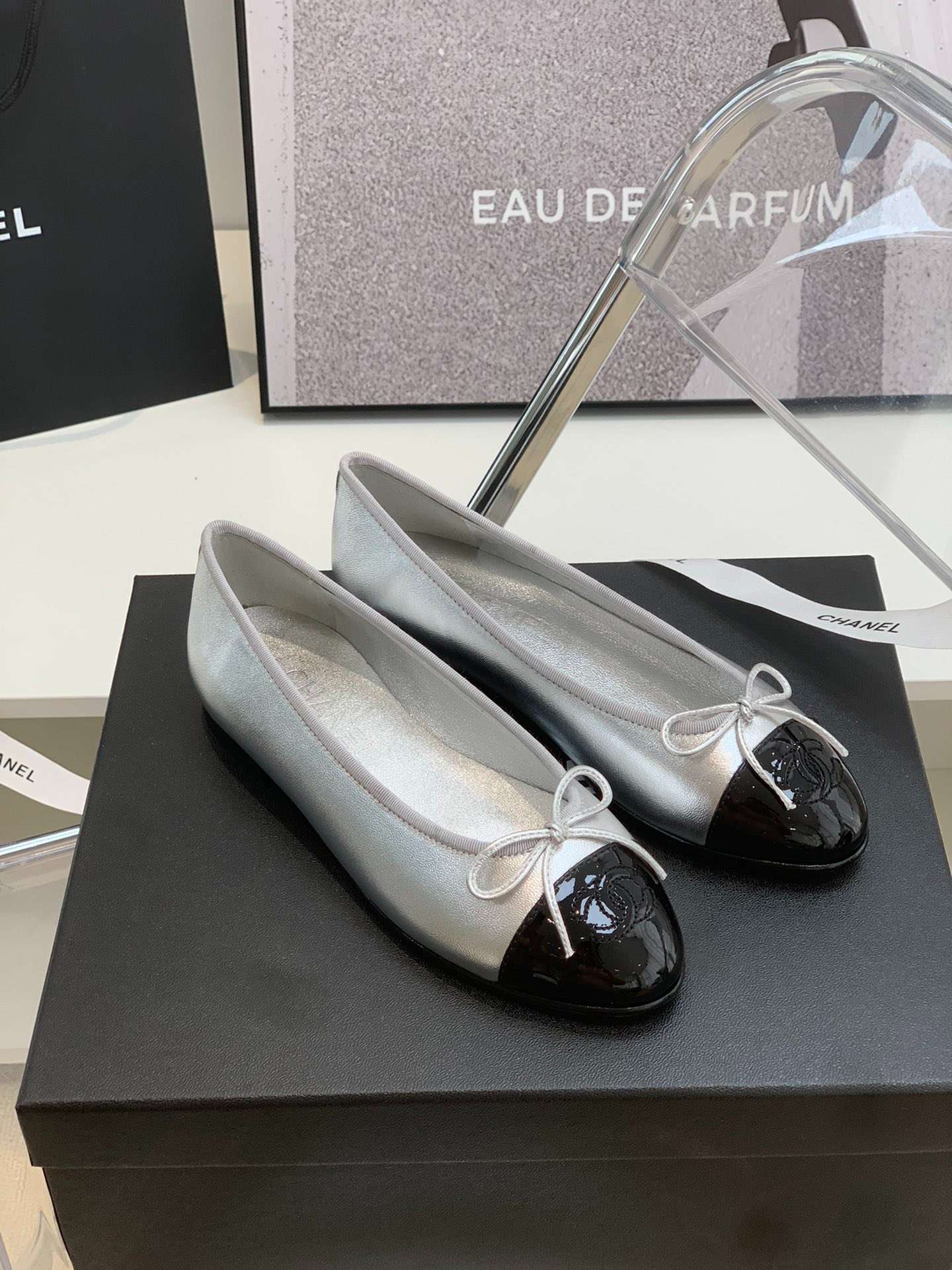 Ch**el Ballet Flats Silver For Women