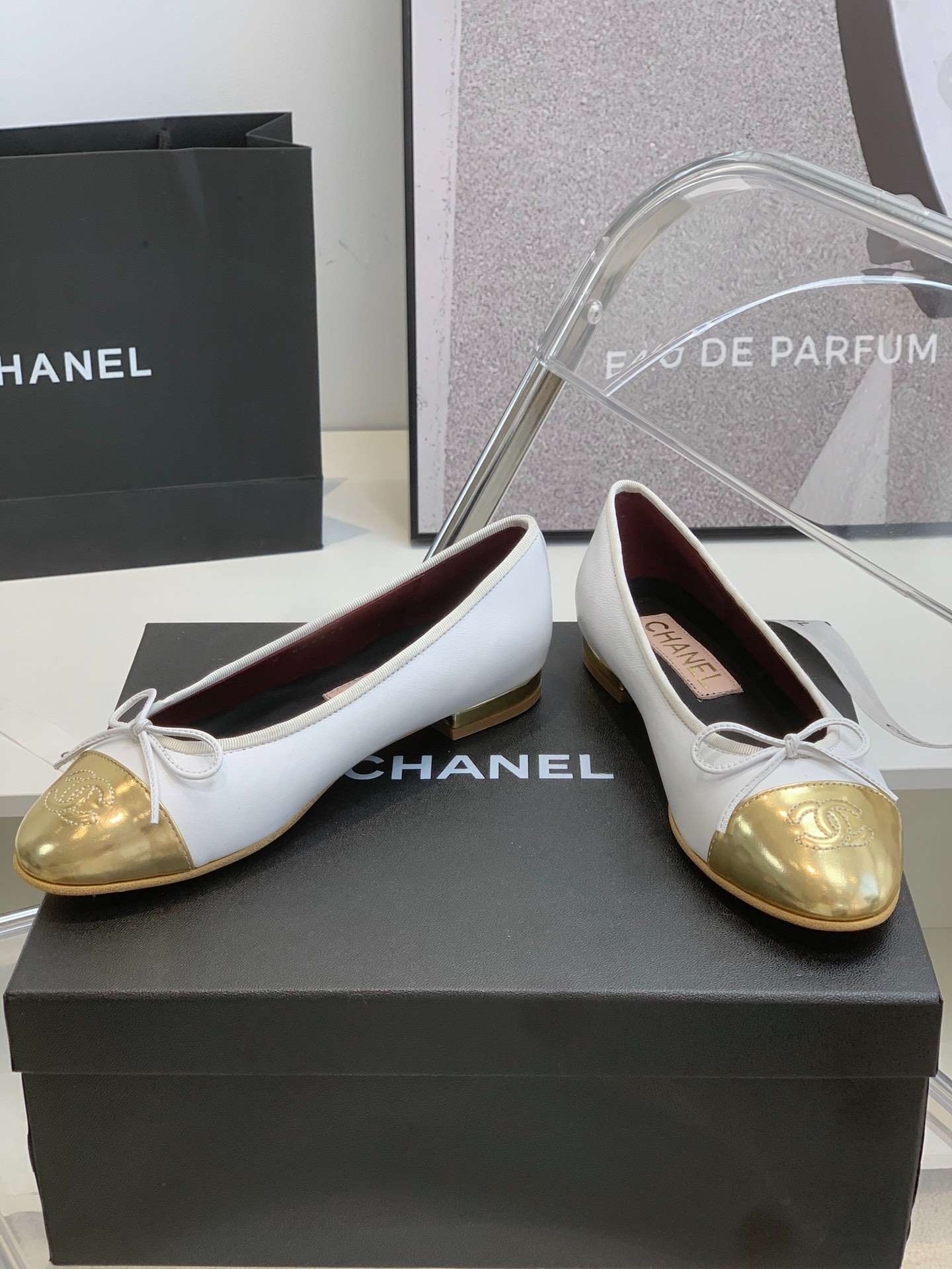 Ch**el Ballet Flats White For Women
