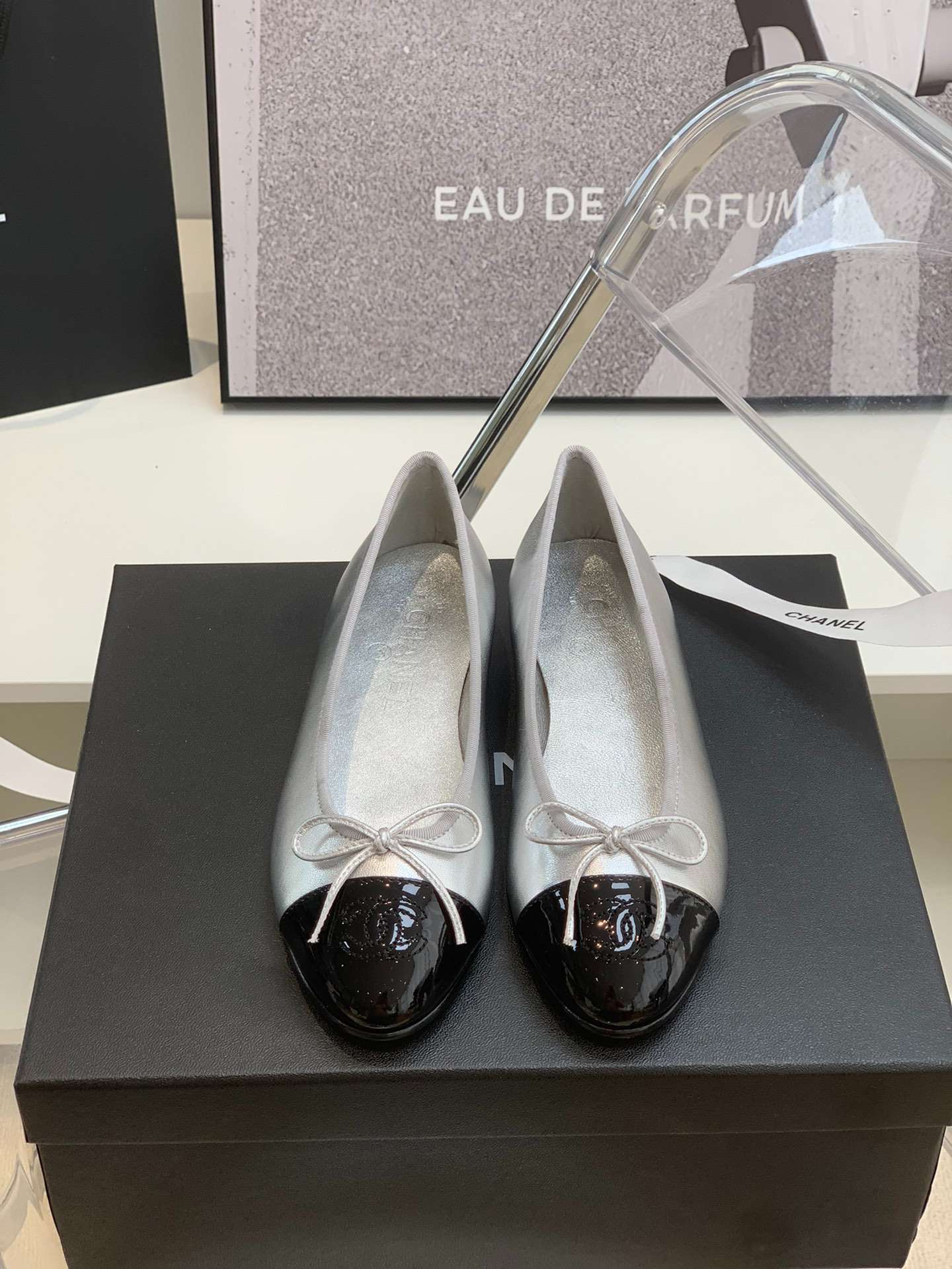 Ch**el Ballet Flats Silver For Women