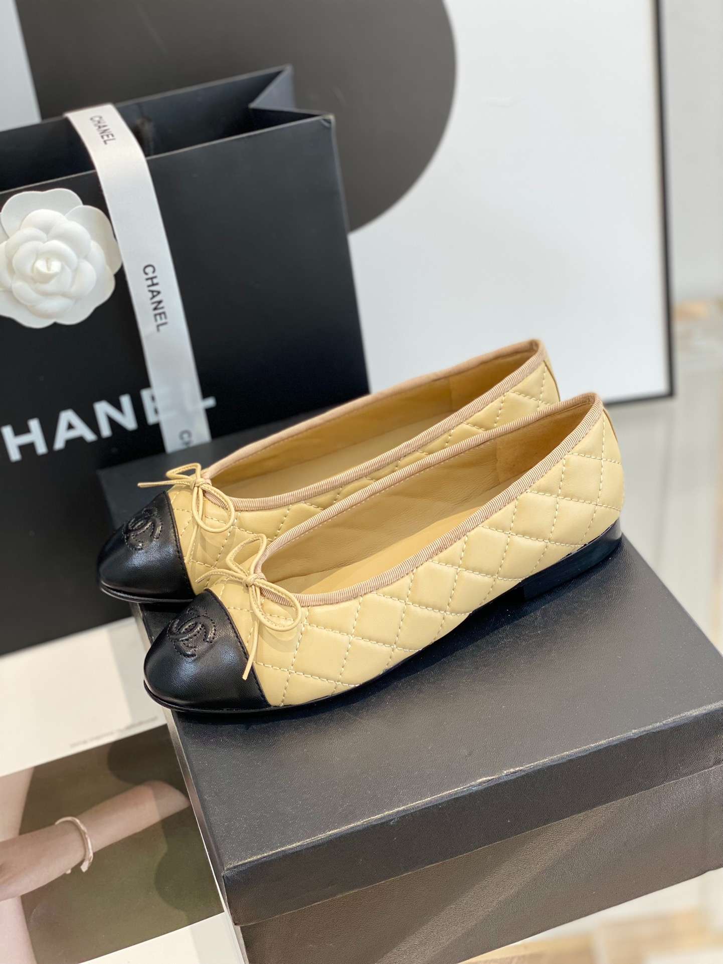 Ch**el Ballet Flats Beige For Women