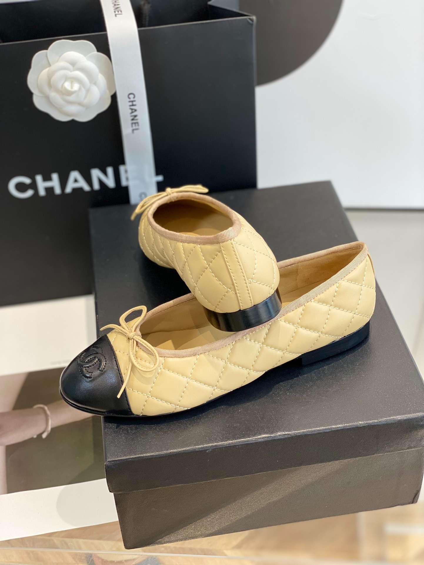 Ch**el Ballet Flats Beige For Women