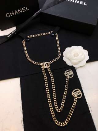 Ch**el Pearl Heart Necklace Gold For Women
