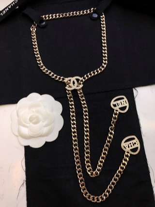 Ch**el Pearl Heart Necklace Gold For Women