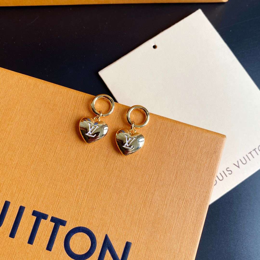 L0vis Vvtt0n LV Letter Earrings Gold For Women