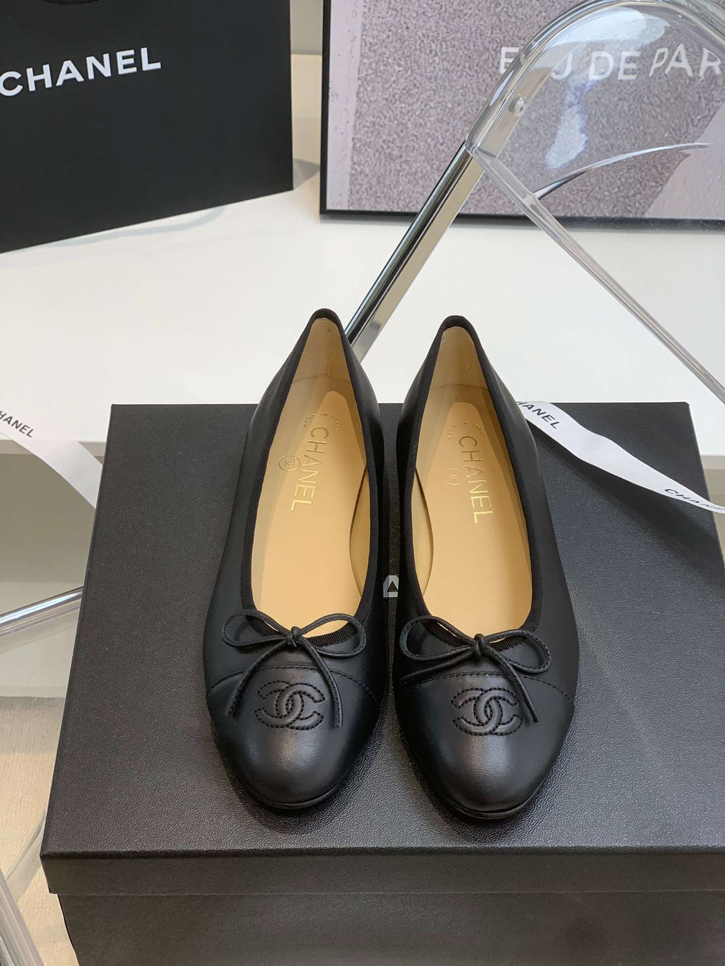 Ch**el Ballet Flats Black For Women