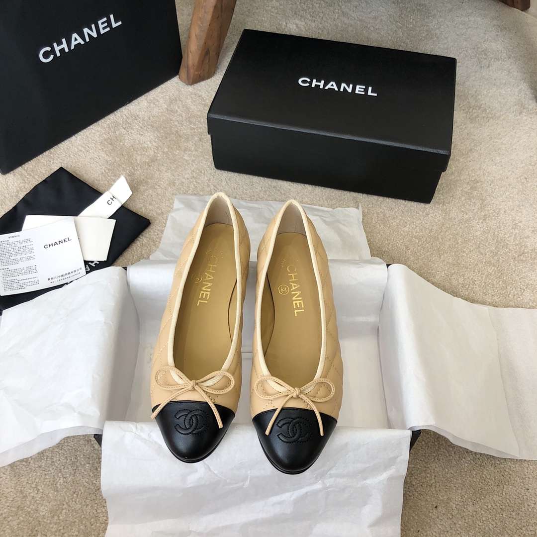 Ch**el Ballet Flats Beige For Women