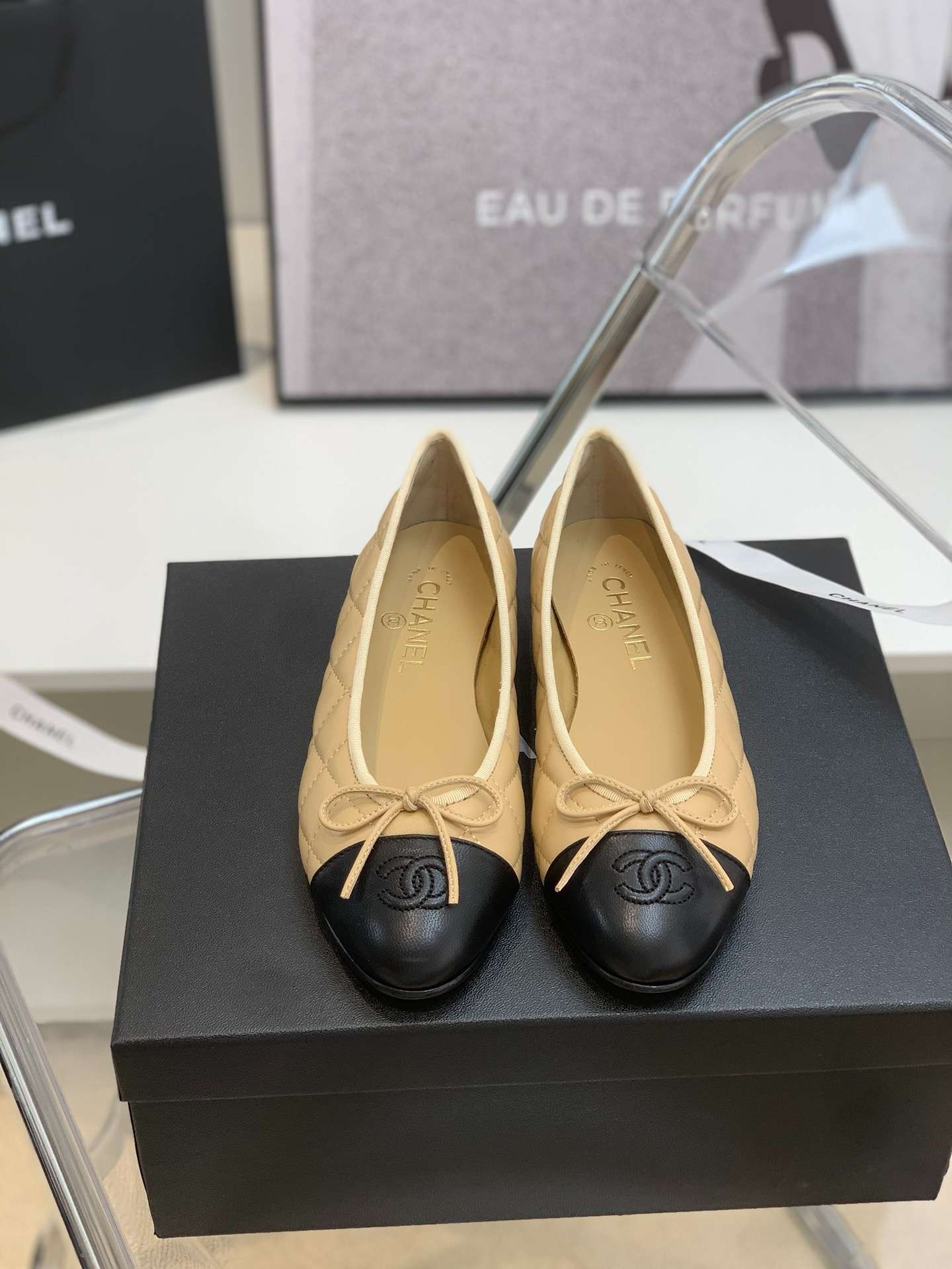 Ch**el Ballet Flats Beige For Women