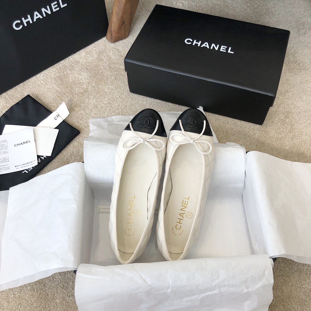 Ch**el Ballet Flats White For Women