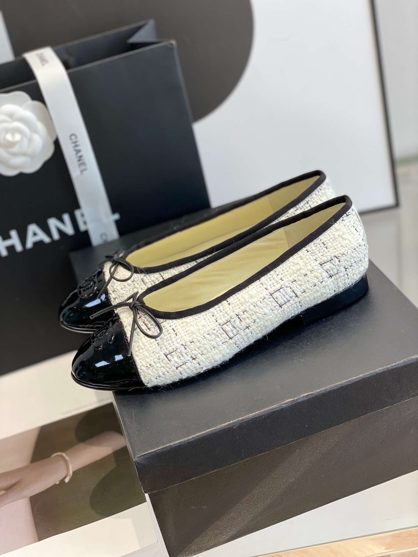 Ch**el Ballet Flats White For Women