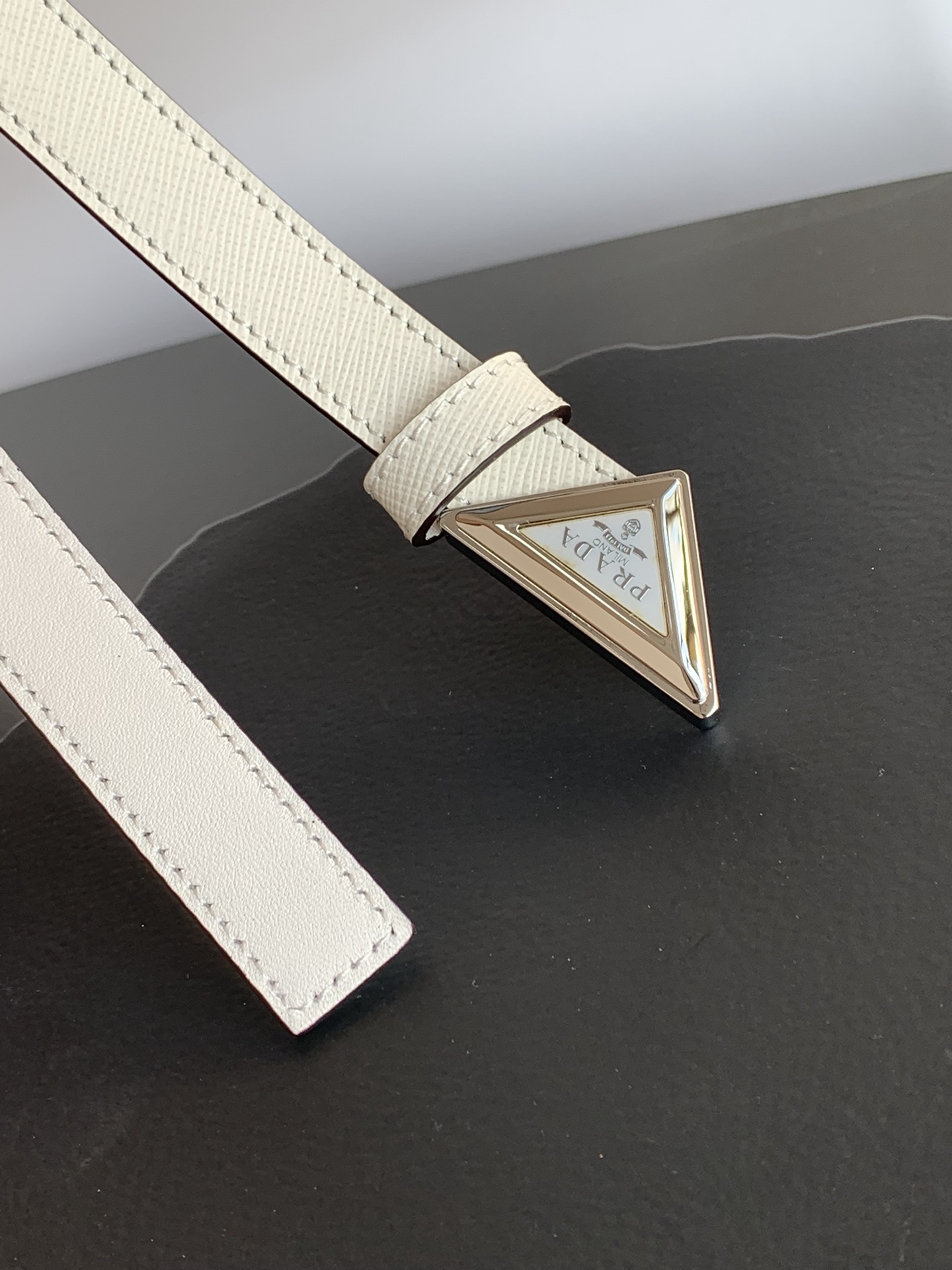 Pra*a Saffiano Belt White For Women