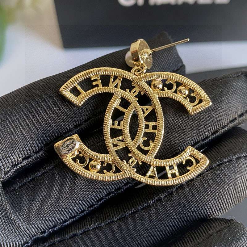Ch**el CC Letter Earrings Gold For Women