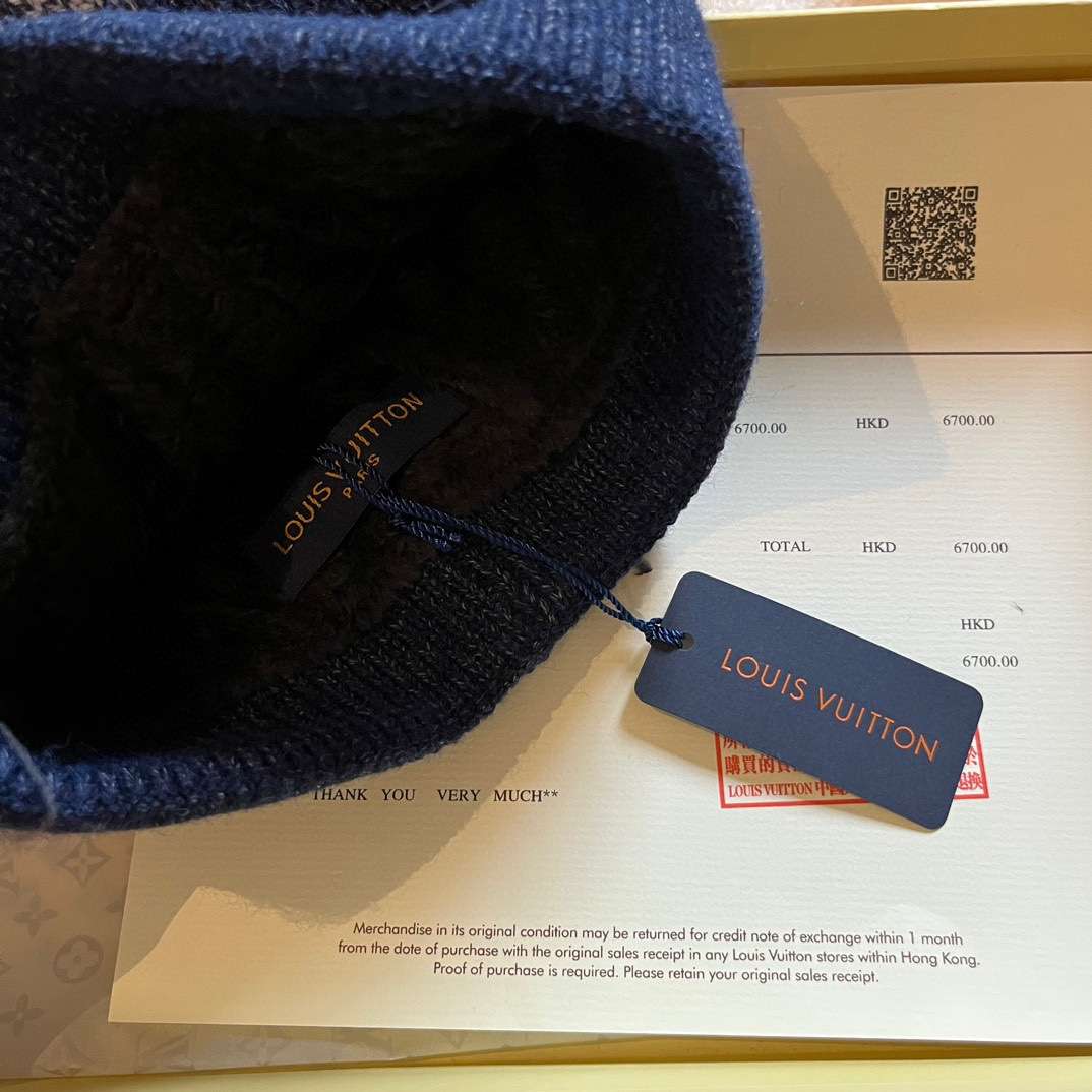 L0vis Vvtt0n Neo Petit Damier Beanie Dark Blue For Women