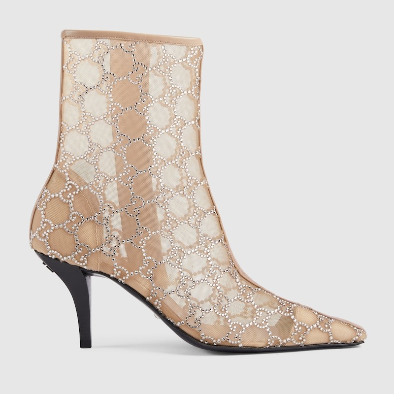 Gvc*1 GG Mid-Heel Boots Rose Beige For Women- ‎750228 F13B0 9941