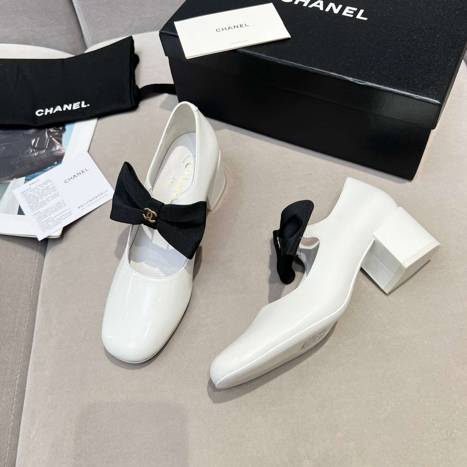 Ch**el Bow Mary Jane White For Women