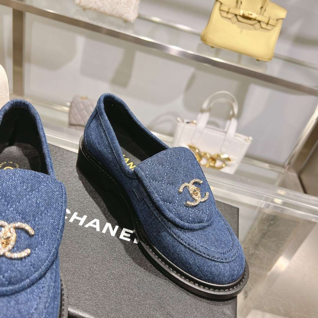 Ch**el Moccasins Navy Blue For Women