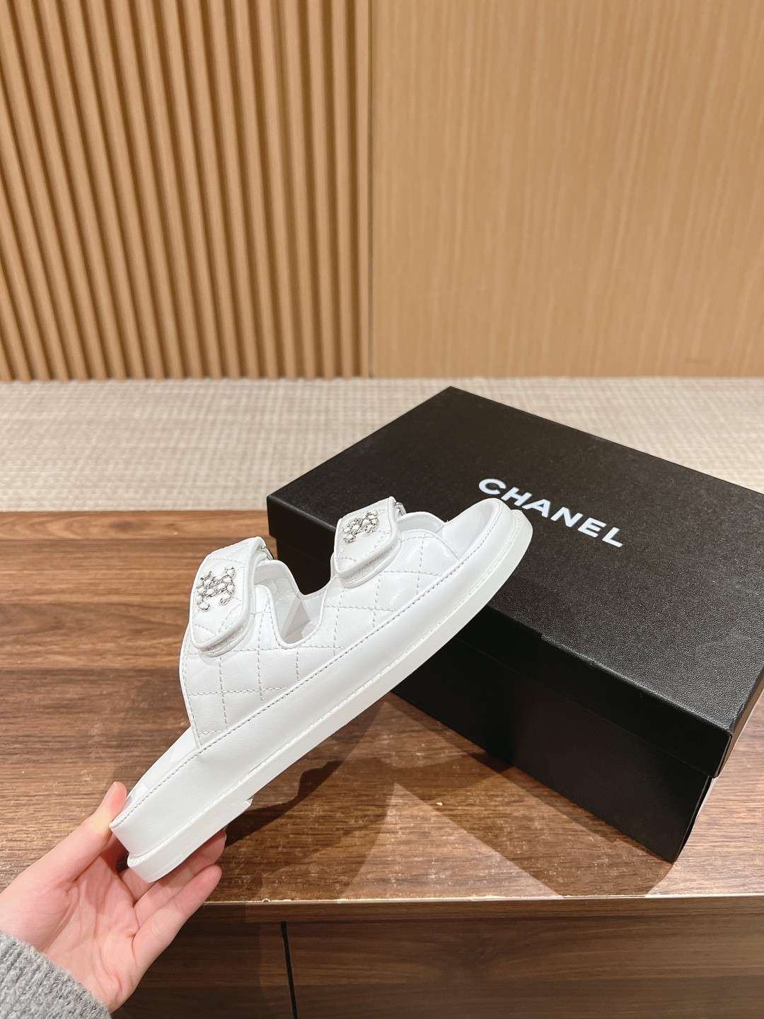 Ch**el Sandals With Ch**el Logo White For Women