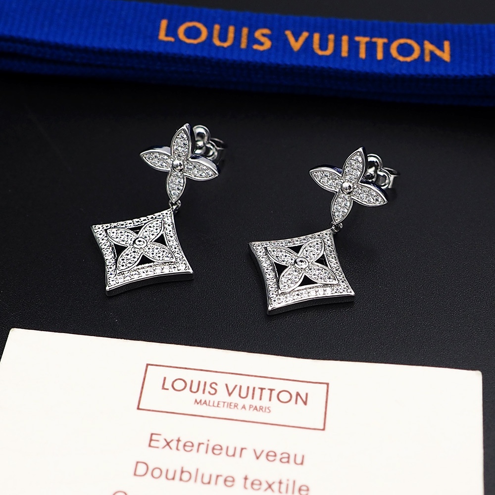 L0vis Vvtt0n D1am0nd Floral Earrings Silver For Women