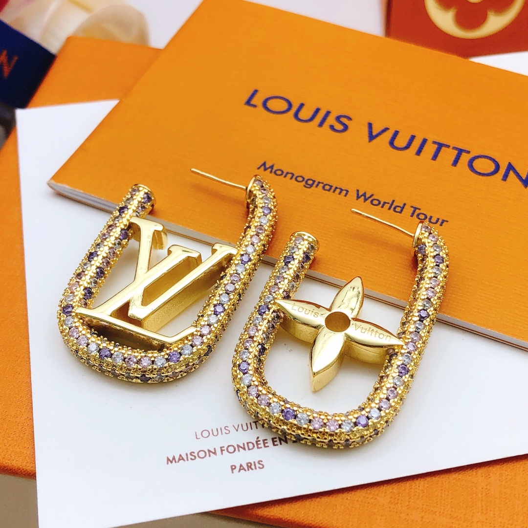 L0vis Vvtt0n D1am0nd Stud Earrings Gold For Women