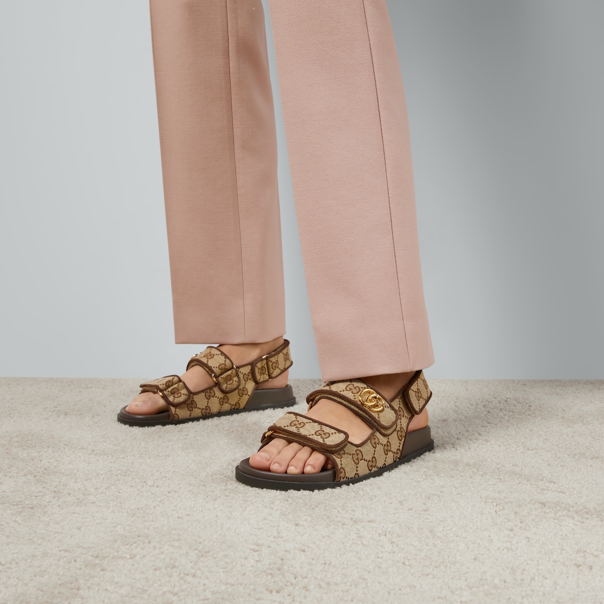 Gvc*1 Double G Sandal Beige For Women 771575 G1730 9755