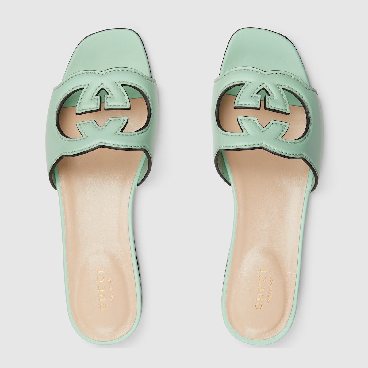 Gvc*1 Interlocking G Cut-Out Sandal Green For Women 694451 US000 4817