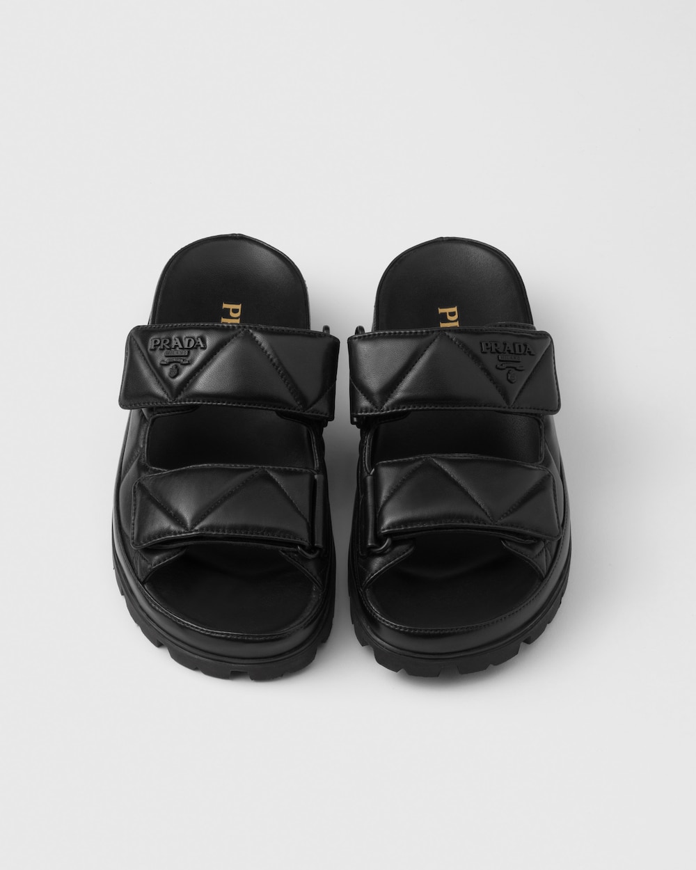 Pra*a Padded Nappa Sandals Black For Women 1XX701_038_F0002_F_020
