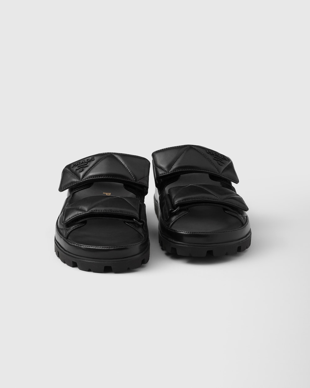 Pra*a Padded Nappa Sandals Black For Women 1XX701_038_F0002_F_020