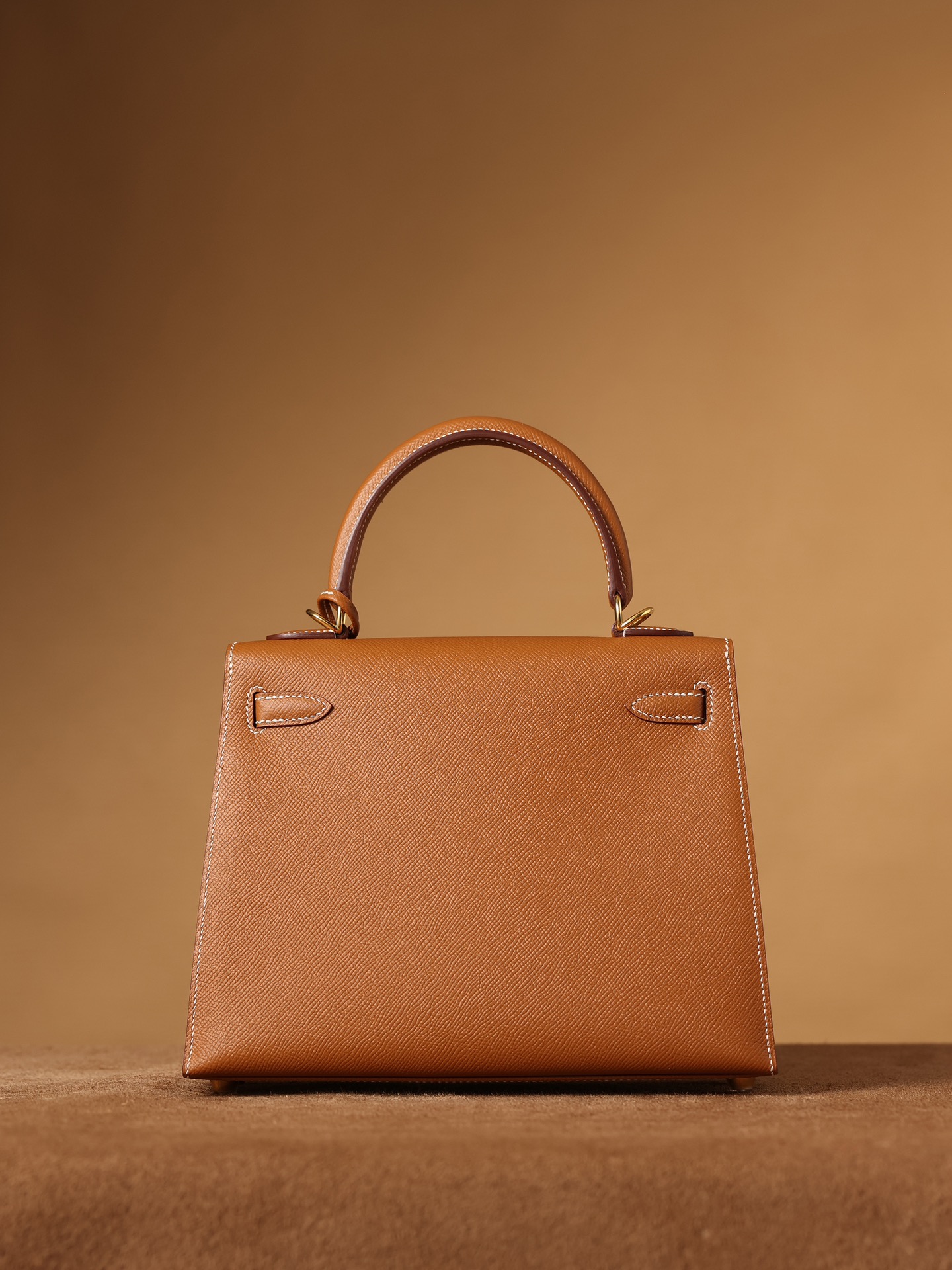 H**me5 Kelly Epsom Gold Tone Lock Bag Brown For Women 9,8in/25cm