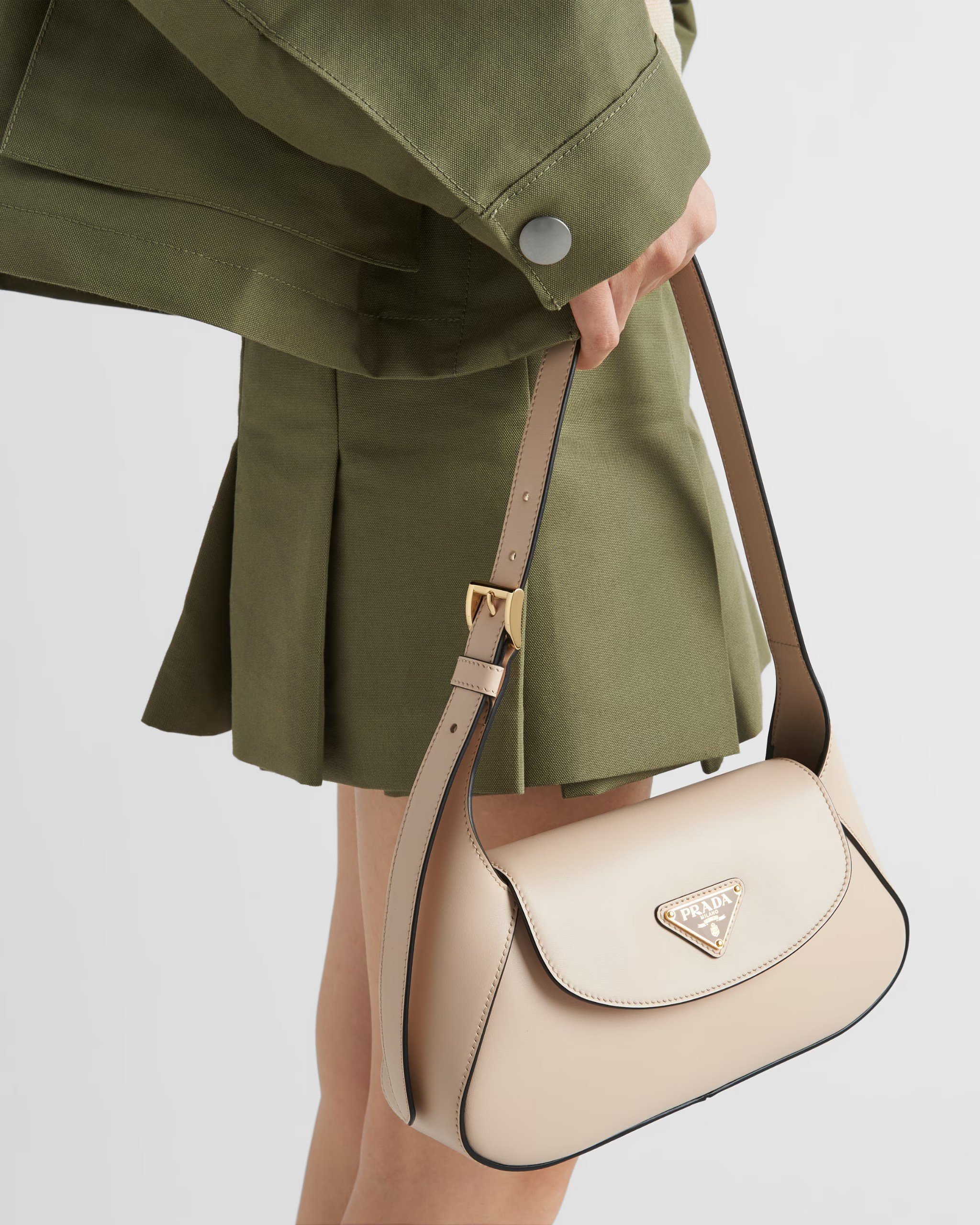 Pra*a Small Shoulder Bag Beige For Women 9,8in/25cm