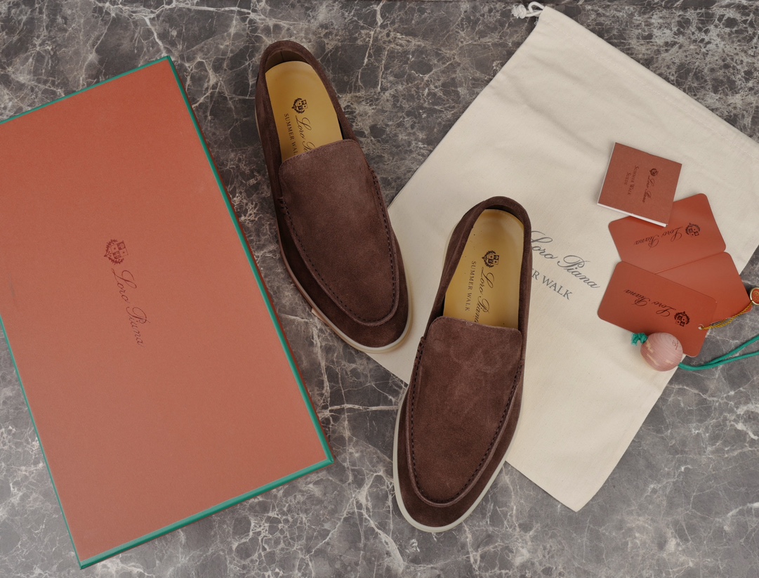 L0r0 P1ana Summer Walk Loafers Dark Brown For Men FAE8124