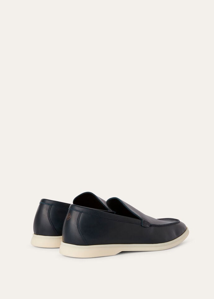 L0r0 P1ana Summer Walk Loafers Navy Blue For Men FAM9405