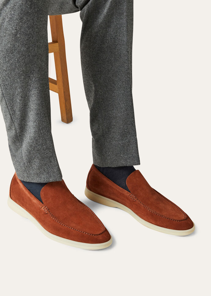 L0r0 P1ana Summer Walk Loafers Cinnamon Bark For Men FAI1392_P0A2