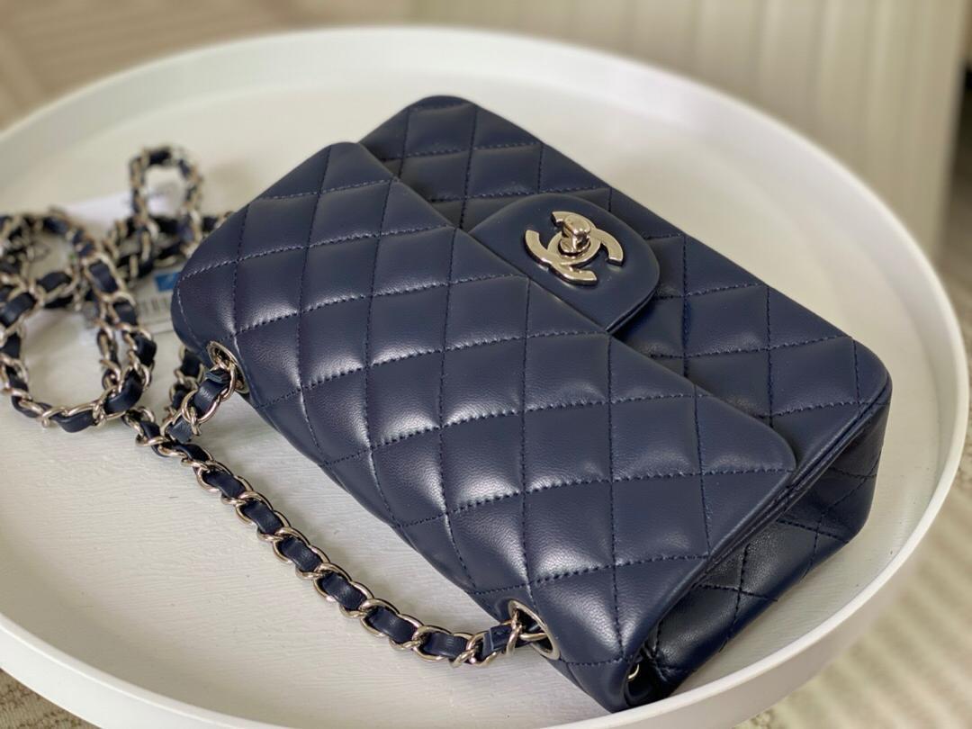 Ch**el Classic Handbag Navy Blue For Women, Women’s Bags, Shoulder And Crossbody Bags 10.2in/20cm A01112