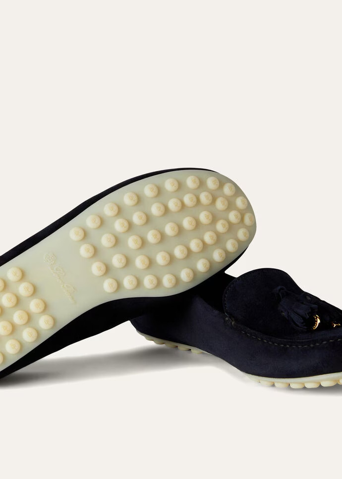 L0r0 P1ana Dot Sole Walk Loafers Blue Navy/Sun Gold For Women – FAN0109 W1B4