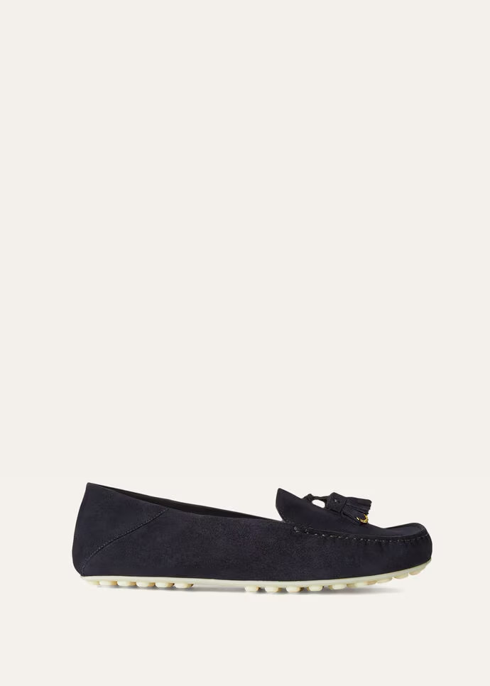L0r0 P1ana Dot Sole Walk Loafers Blue Navy/Sun Gold For Women – FAN0109 W1B4