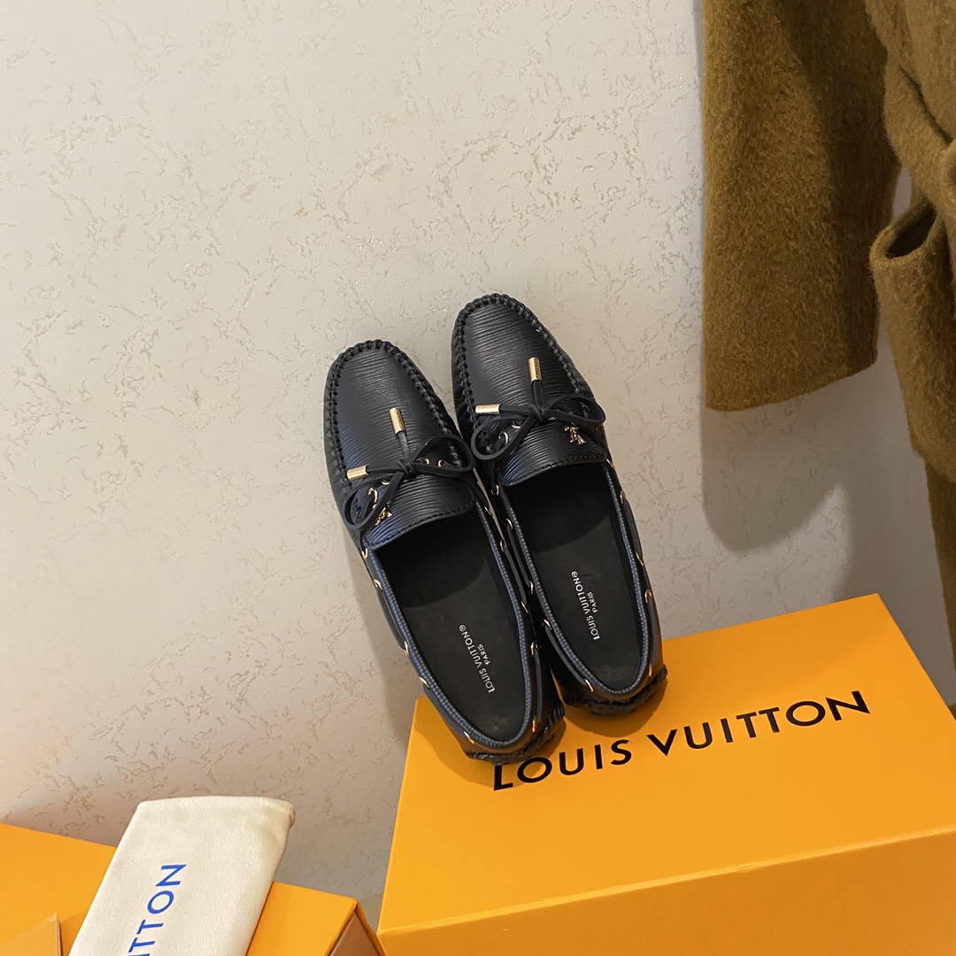 L0vis Vvtt0n Gloria Flat Loafer Black For Women