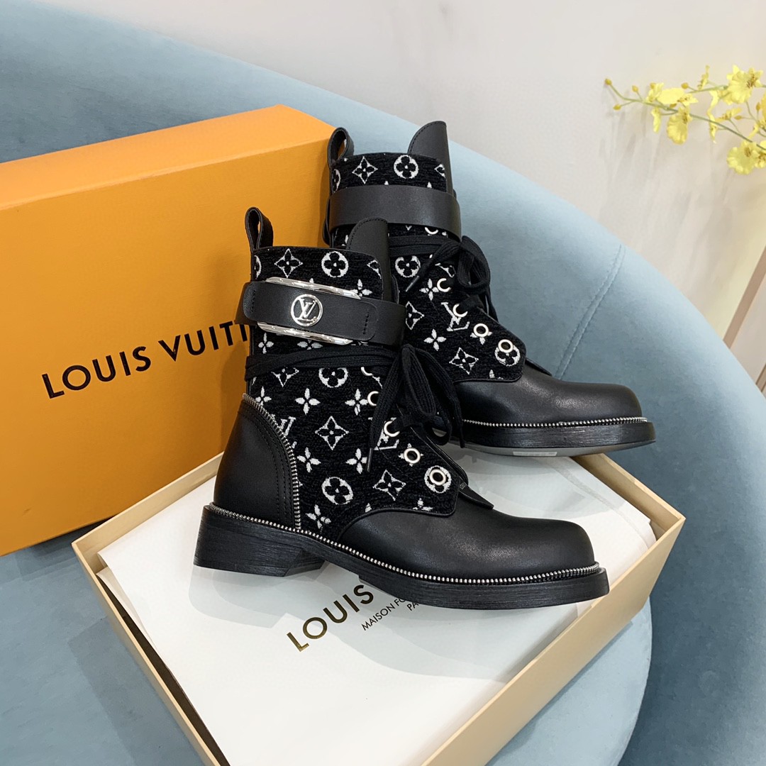 L0vis Vvtt0n Metropolis Flat Ranger Boots Black For Women