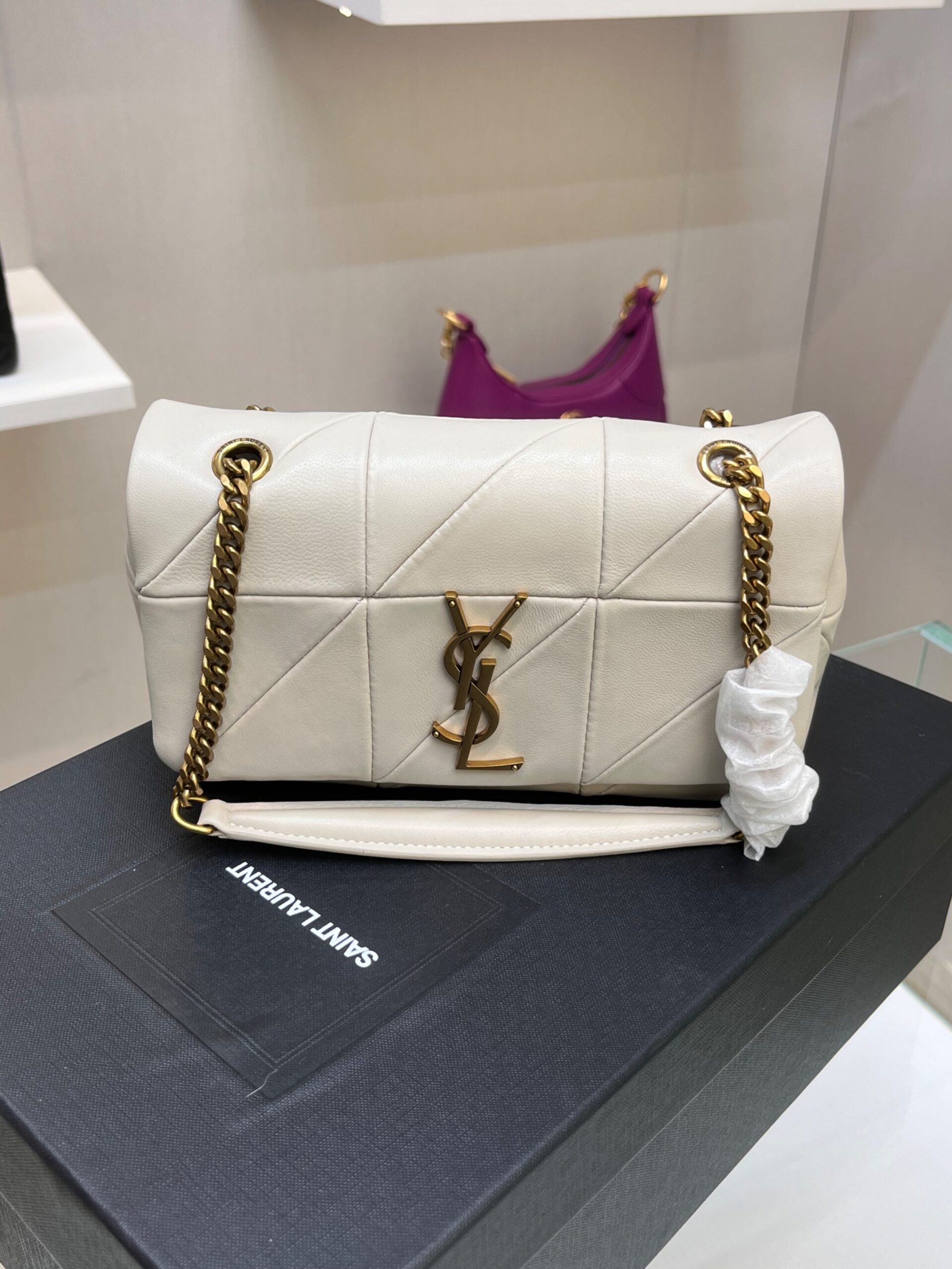 [True-to-ORIGINAL] Sa1nt Lau*nt Jamie Small Chain Bag White For Women 7.8in/20cm