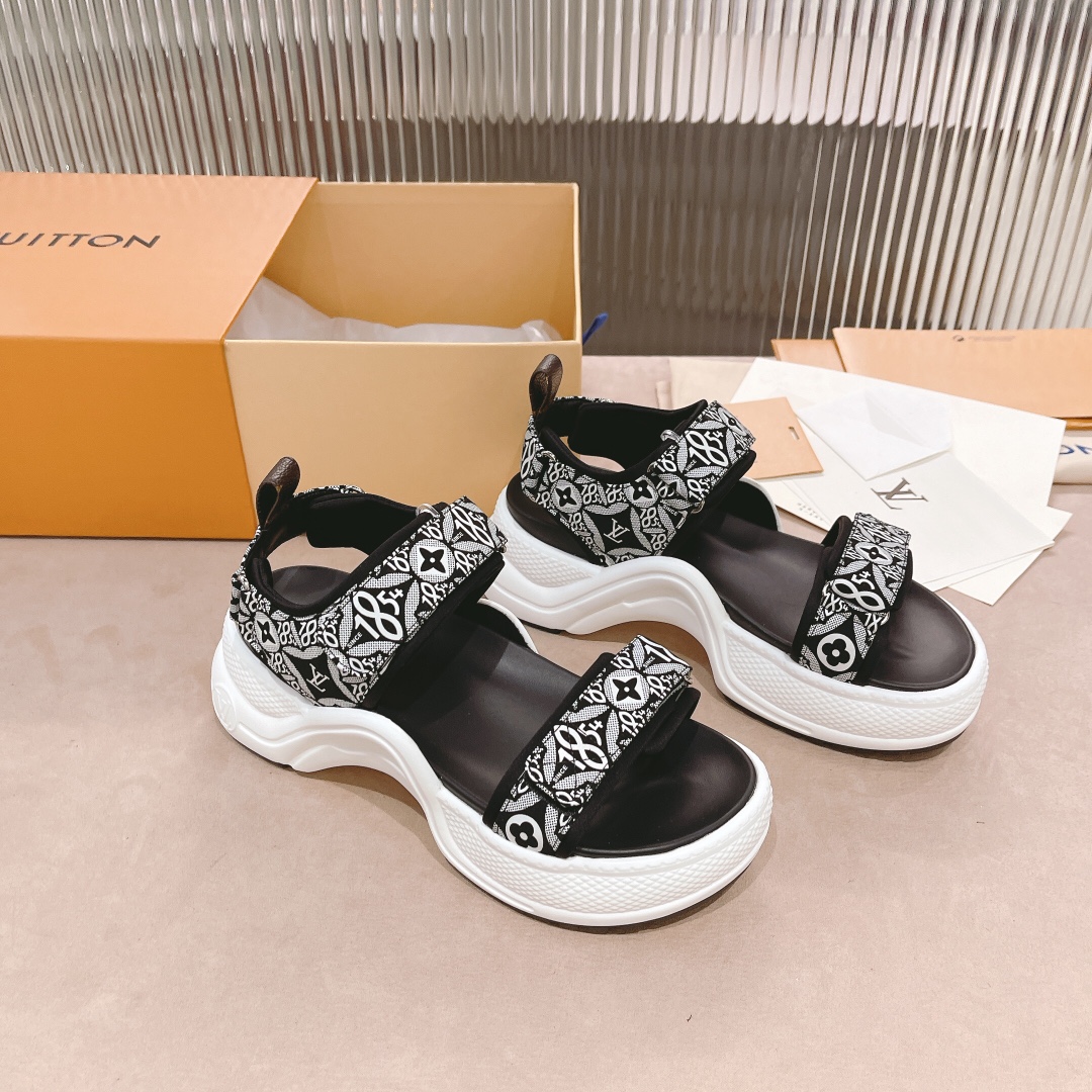 L0vis Vvtt0n Women’s LV Archlight Flat Sandal Black For Women LV