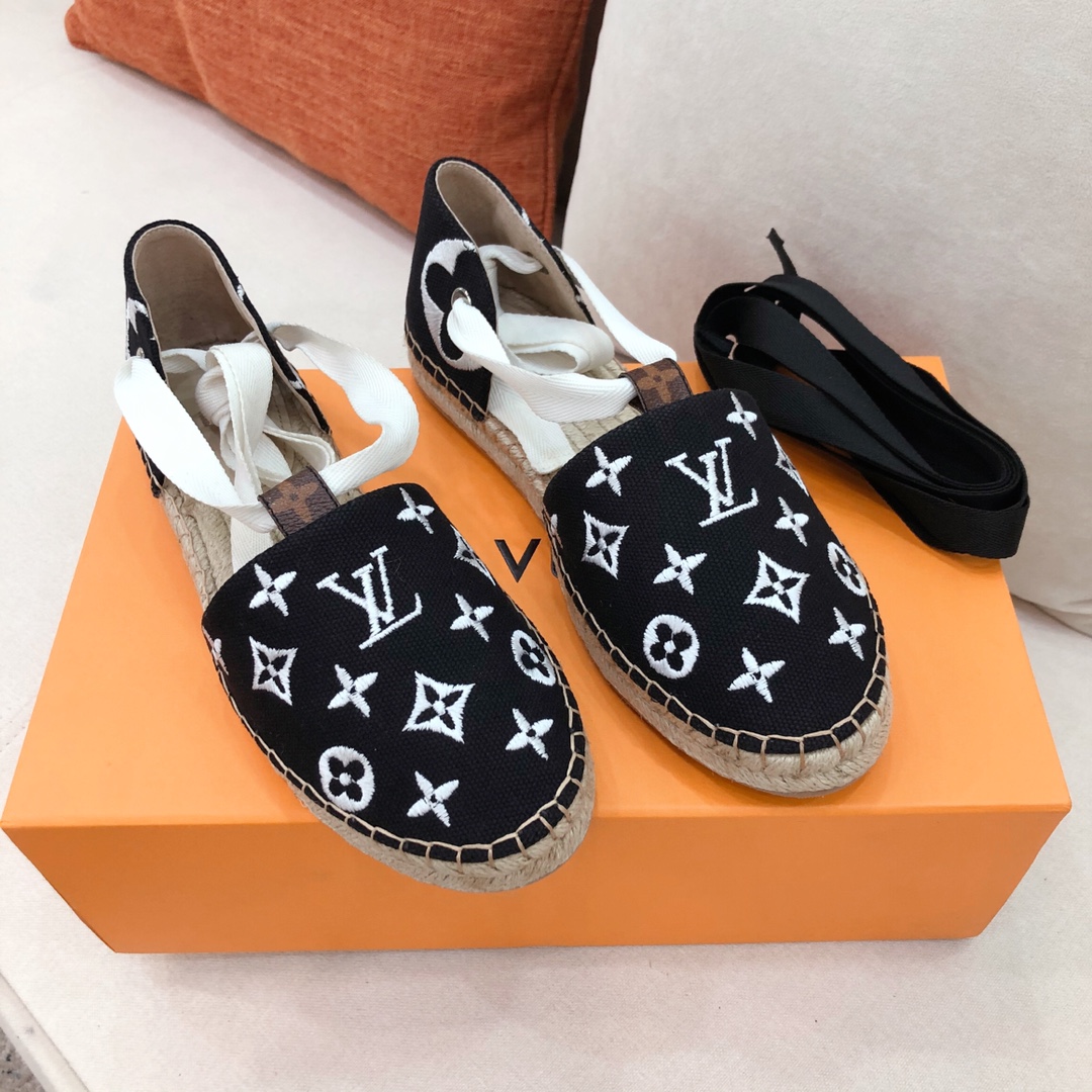 L0vis Vvtt0n Women’s Starboard Flat Espadrille Black For Women LV