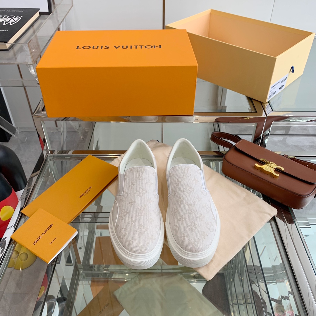 L0vis Vvtt0n Women’s Trocadero Slip On White For Women LV